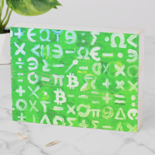 Symbols of Bitcoin (Bright Profit Green - 3) Wooden Box Sign