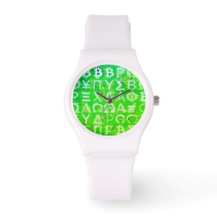 Symbols of Bitcoin (Bright Profit Green - 7) Watch