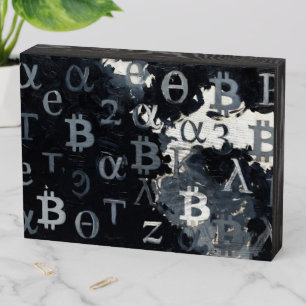 Symbols of Bitcoin (Style: 11) Wooden Box Sign