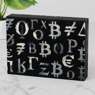 Symbols of Bitcoin (Style: 8) Wooden Box Sign