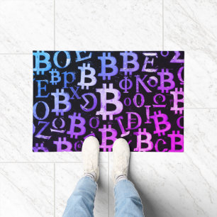 Symbols of Bitcoin (Style: Miami Purple - 1) Doormat