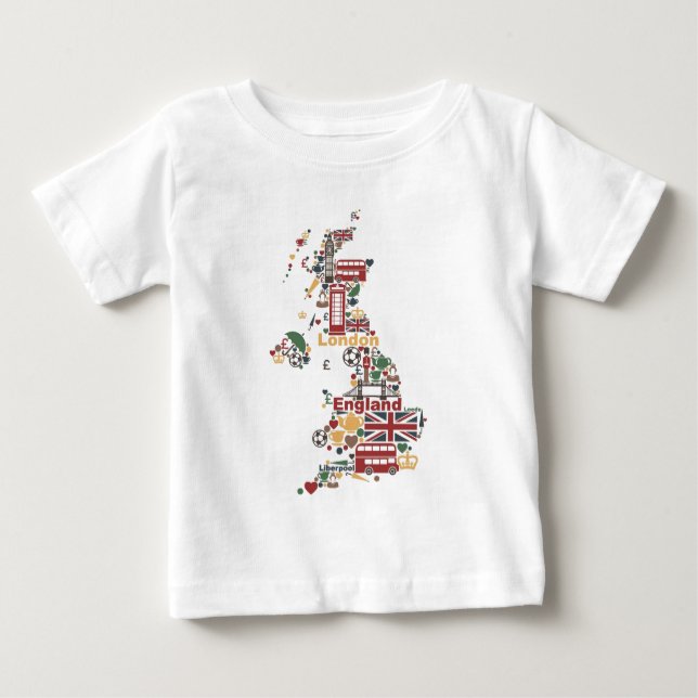 Symbols of England Map Baby T-Shirt (Front)