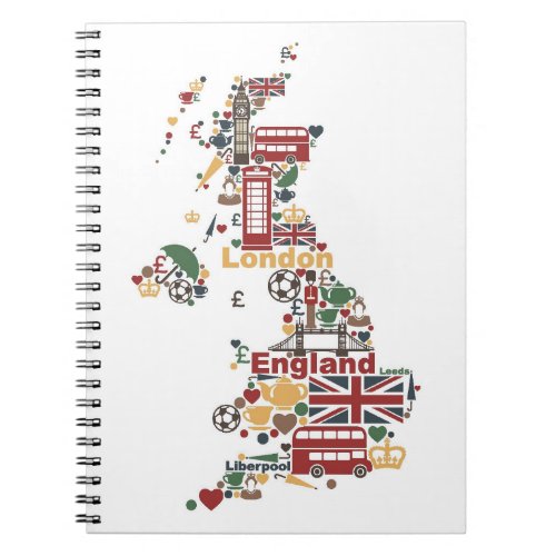 Symbols of England Map Notebook