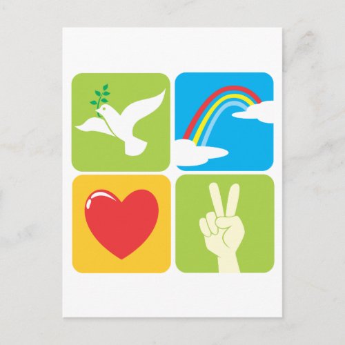 Symbols of Faith Hope Love and Peace Postcard