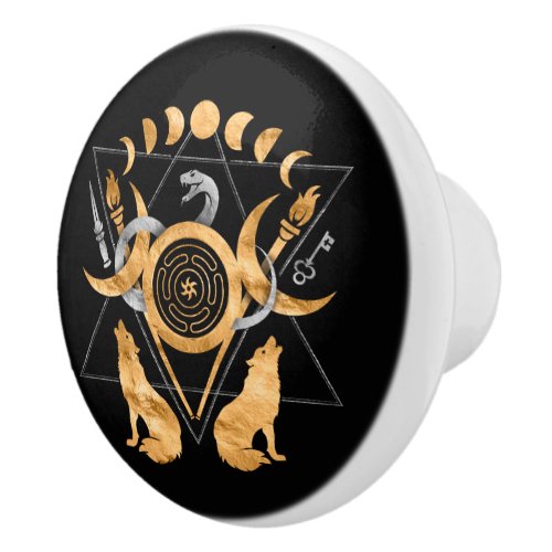 Symbols of Hecate Ceramic Knob