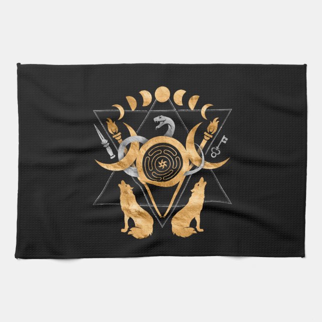 Symbols of Hecate Kitchen Towel (Horizontal)