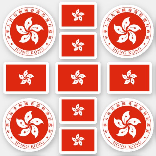 Symbols of Hong Kong  coat of arms and flag Sticker