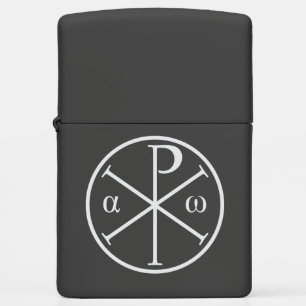 Symbols of Jesus Christ: Chi-Rho, Alpha and Omega Zippo Lighter