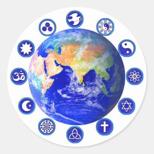 Symbols of Peace and Unity Classic Round Sticker
