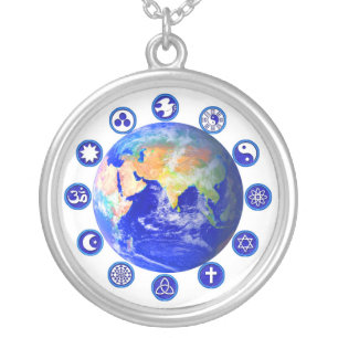 Symbols of Peace & Unity Around the World Silver Plated Necklace
