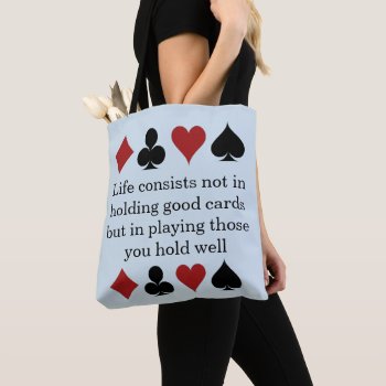 Symbols Of Playing Cards With Quote Tote Bag by randysgrandma at Zazzle