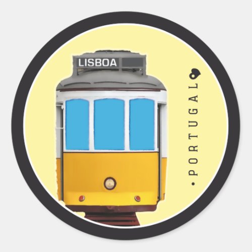 Symbols of Portugal _ Lisbon Tramway Classic Round Sticker