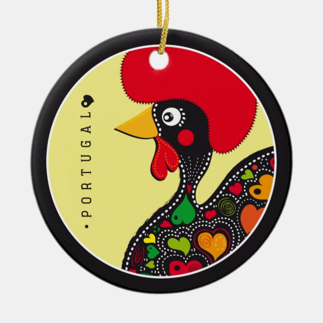 Symbols of Portugal - Rooster Ceramic Ornament (Front)