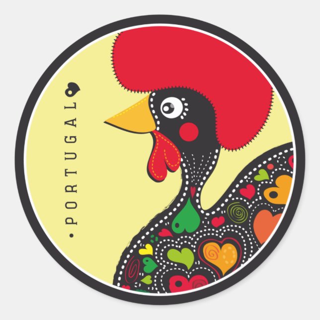 Symbols of Portugal - Rooster Classic Round Sticker (Front)