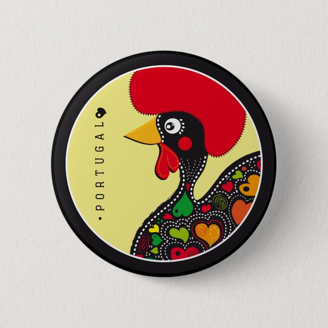 Symbols of Portugal - Rooster Pinback Button (Front)