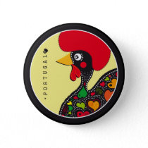 Symbols of Portugal - Rooster Pinback Button