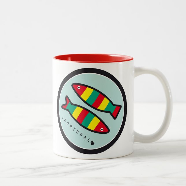 Symbols of Portugal - Sardines Two-Tone Coffee Mug (Right)