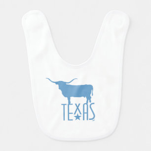 Symbols of Texas, Longhorn, blue Baby Bib