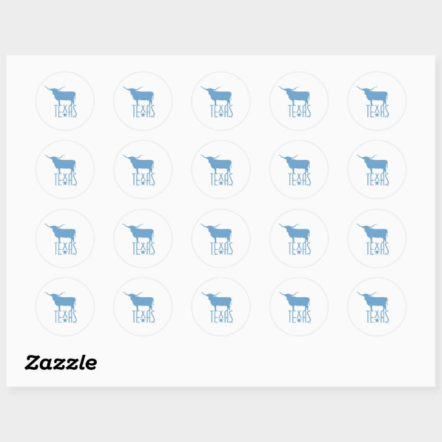 Symbols of Texas, Longhorn, blue Classic Round Sticker (Sheet)