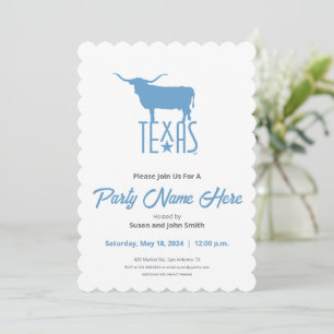 Symbols of Texas, Longhorn, blue Invitation