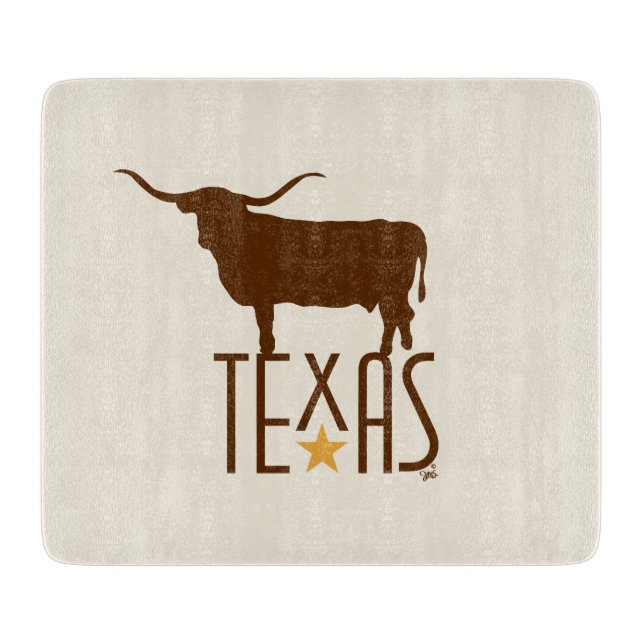Symbols of Texas, Longhorn, brown Cutting Board (Front)
