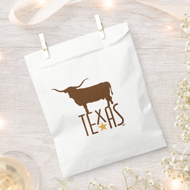 Symbols of Texas, Longhorn, brown Favor Bag (Clipped)