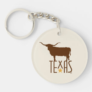 Symbols of Texas, Longhorn, brown Keychain