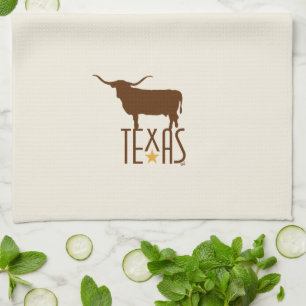 Symbols of Texas, Longhorn, brown Kitchen Towel