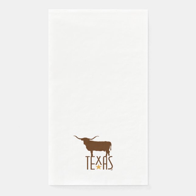 Symbols of Texas, Longhorn, brown small Paper Guest Towels (Front)