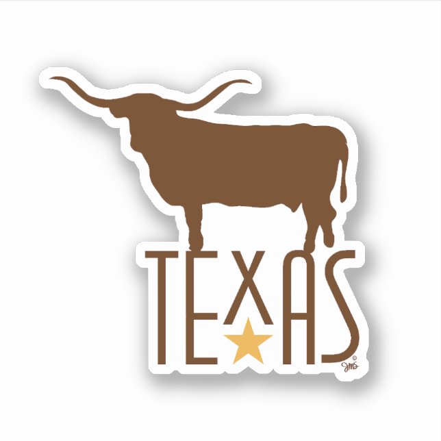 Symbols of Texas, Longhorn, brown Sticker (Front)