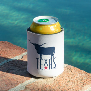 Symbols of Texas, Longhorn, navy Can Cooler