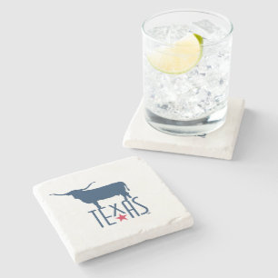 Symbols of Texas, Longhorn, navy Stone Coaster