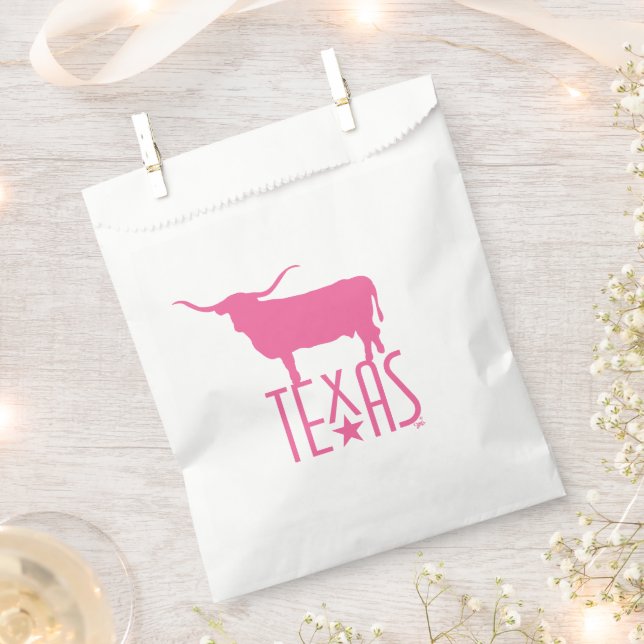 Symbols of Texas, Longhorn, pink Favor Bag (Clipped)