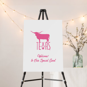 Symbols of Texas, Longhorn, pink Foam Board