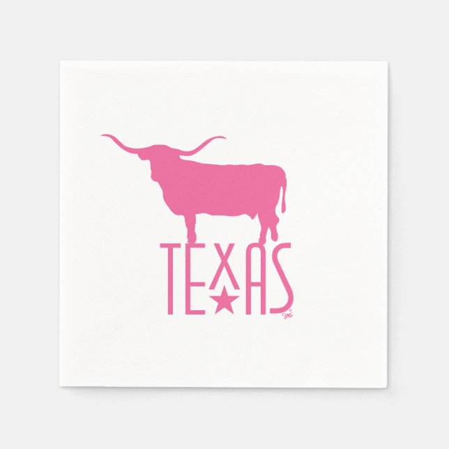 Symbols of Texas, Longhorn, pink Napkins (Front)