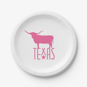 Symbols of Texas, Longhorn, pink Paper Plates