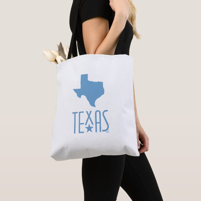 Symbols of Texas, state of Texas, blue Tote Bag (Close Up)