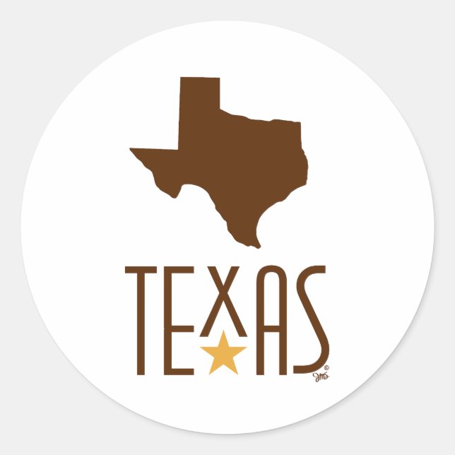 Symbols of Texas, State of Texas, brown Classic Round Sticker (Front)