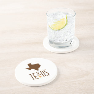 Symbols of Texas, State of Texas, brown Coaster
