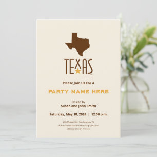 Symbols of Texas, State of Texas, brown Invitation