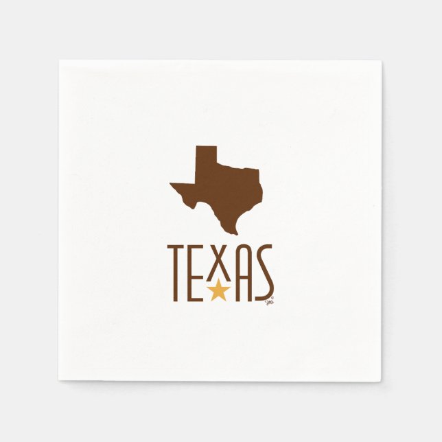 Symbols of Texas, State of Texas, brown Napkins (Front)
