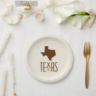 Symbols of Texas, State of Texas, brown Paper Plates