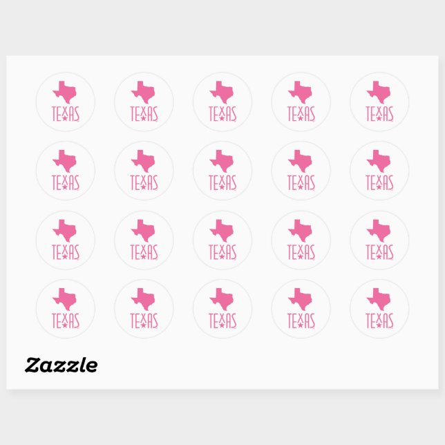 Symbols of Texas, state of Texas, pink Classic Round Sticker (Sheet)