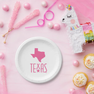Symbols of Texas, state of Texas, pink Paper Plates
