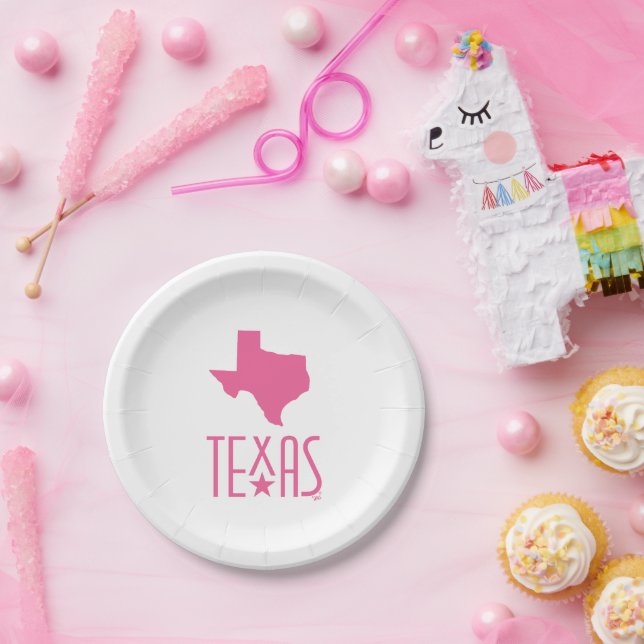 Symbols of Texas, state of Texas, pink Paper Plates (Party)