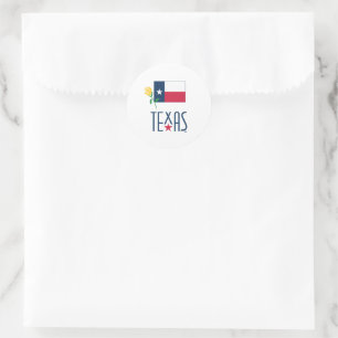 Symbols of Texas, Texas Flag and Yellow Rose Classic Round Sticker