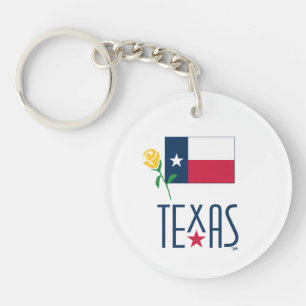 Symbols of Texas, Texas Flag and Yellow Rose Keychain