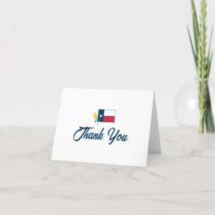 Symbols of Texas, Texas Flag and Yellow Rose Letterpress Thank You Card