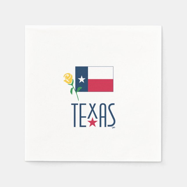 Symbols of Texas, Texas Flag and Yellow Rose Napkins (Front)