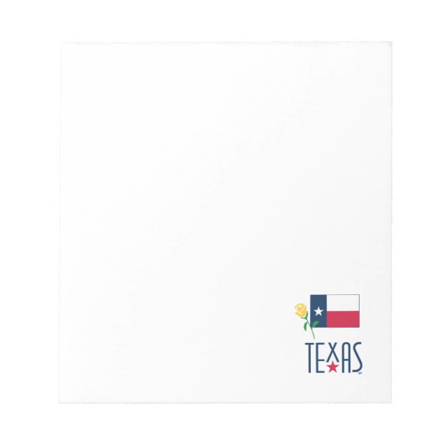 Symbols of Texas, Texas Flag and Yellow Rose Notepad (Front)